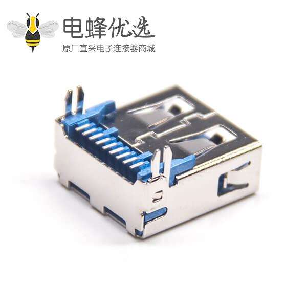 90度A型usb接口SMT短体铜壳鱼叉无卷边