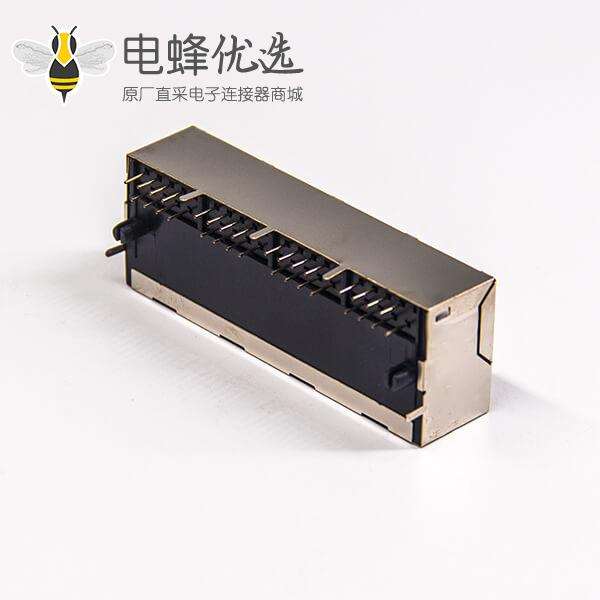 rj45网口端口金属外壳弯式1x4不带屏蔽插拍PCB板