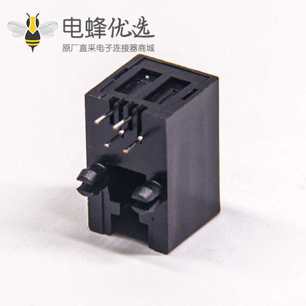 rj11 4p4c封装模块化网口连接器90度弯角全塑带定位柱穿孔式