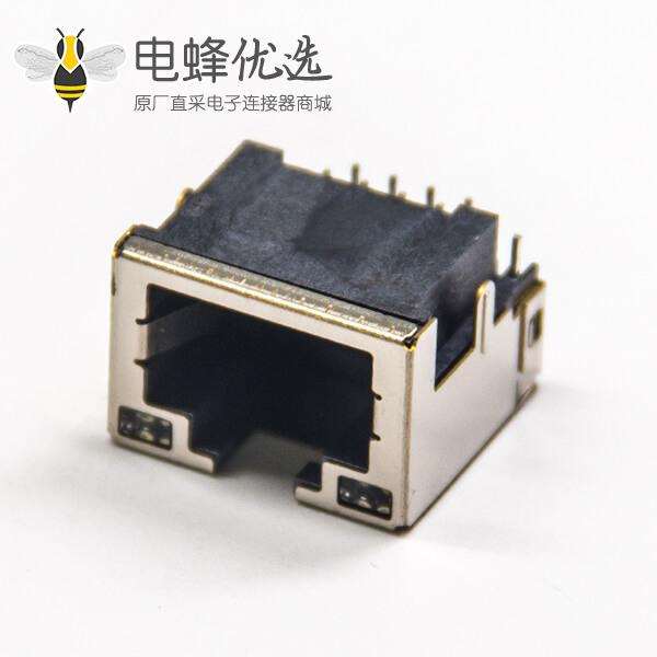 rj45沉板封装模块化连接器弯式带壳屏蔽不带灯插PCB板