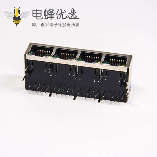 RJ45带滤波器单层1&times;4多端口带屏蔽插孔式模块化连接器