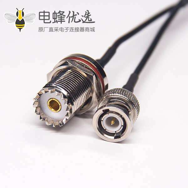 UHF母头防水穿墙射频线rg174接bnc直式公头