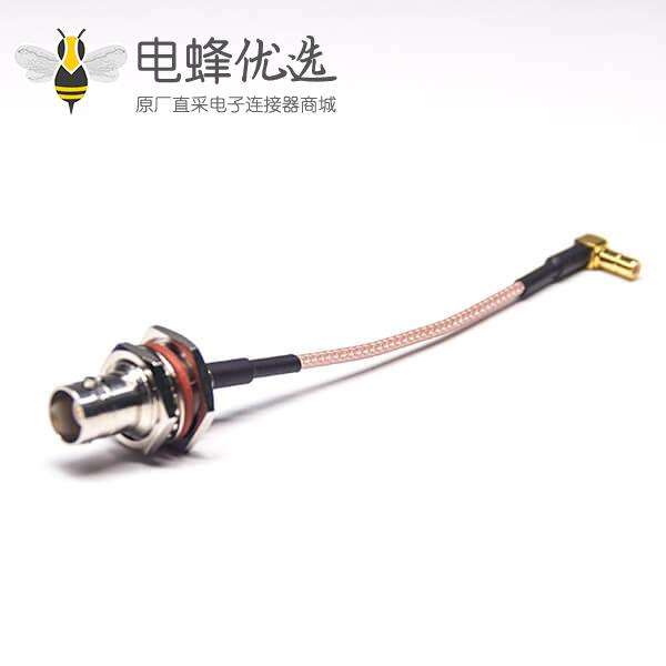 BNC转SMB射频线母头直式50欧姆大六角防水前锁板转SMB弯式母头接RG316线