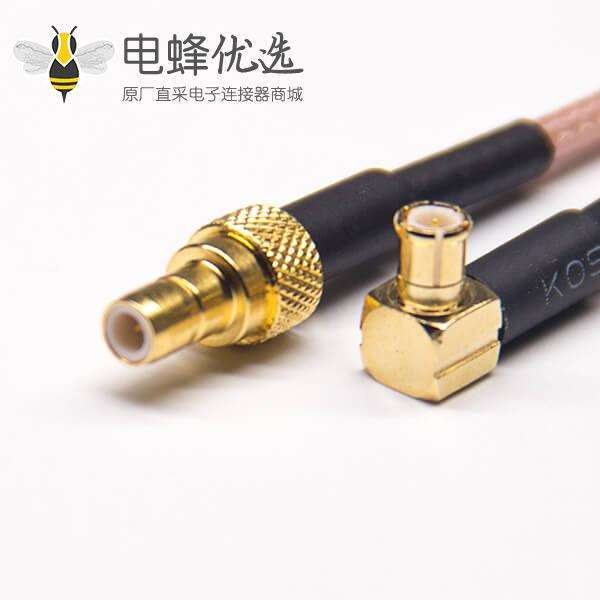 SMB母头直式转MCX公头弯式同轴线材接RG316