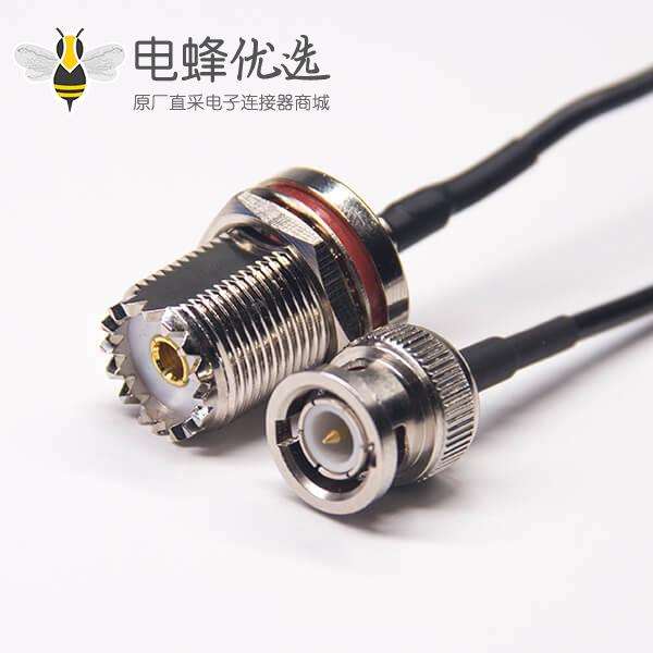 UHF母头防水穿墙射频线rg174接bnc直式公头