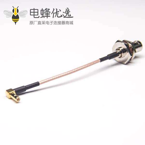 BNC转SMB射频线母头直式50欧姆大六角防水前锁板转SMB弯式母头接RG316线