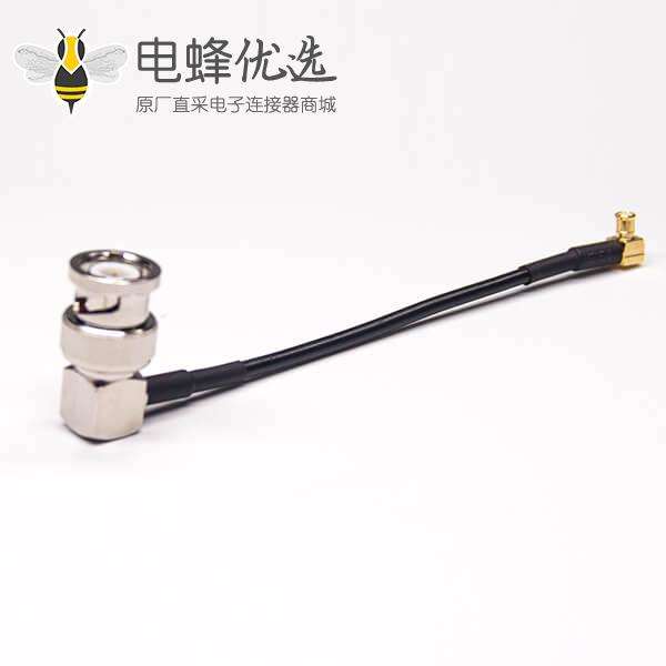 BNC线接口公头弯式50欧姆转MCX弯式公头接RG174