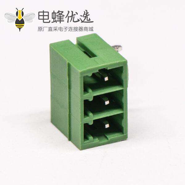 PCB绿色接线端子3芯弯式插拔式绿色接线端子座子