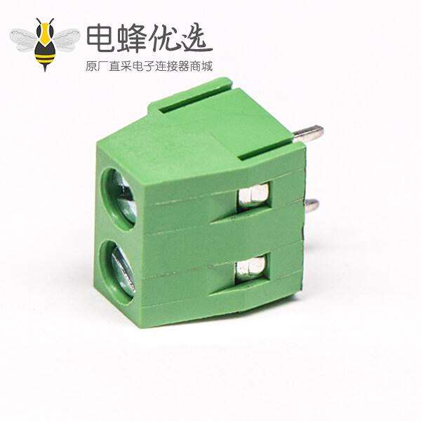 PCB端子绿色螺钉式2芯直式穿孔插PCB板