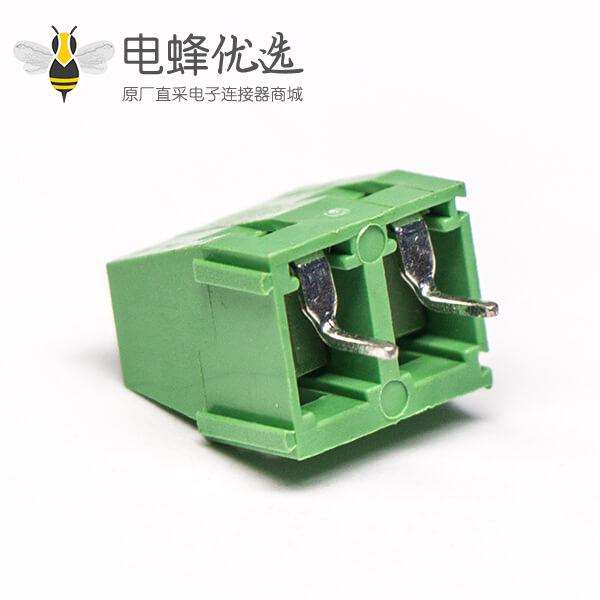 PCB端子绿色螺钉式2芯直式穿孔插PCB板