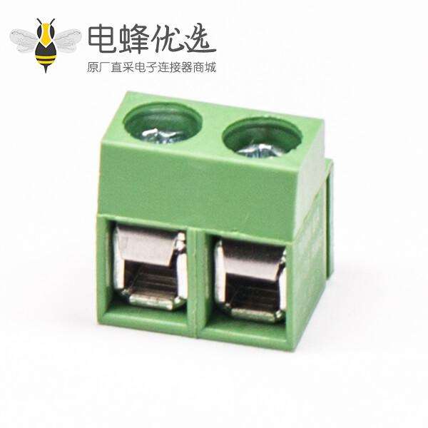 螺钉式PCB接线端子2芯弯式绿色接PCB板穿孔式