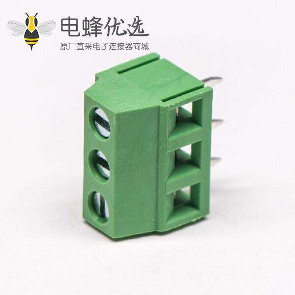 绿色接线端子螺钉式3芯直式连接器插PCB板