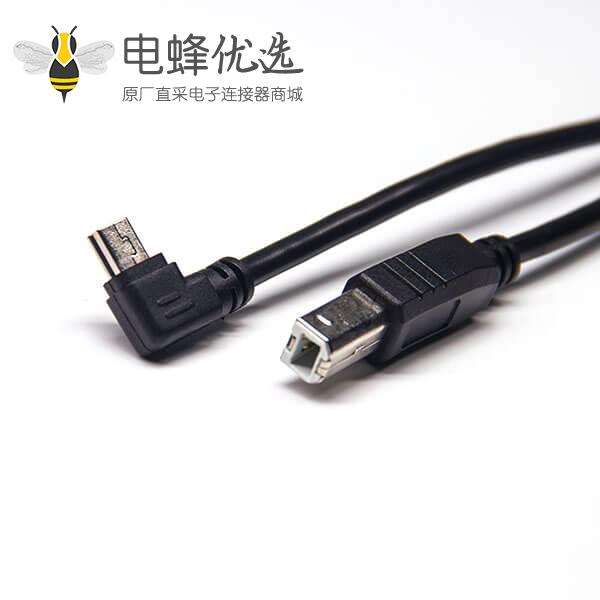 mini&nbsp;usb&nbsp;b&nbsp;type黑色线材双公头插头usb b直式转mini usb右弯头