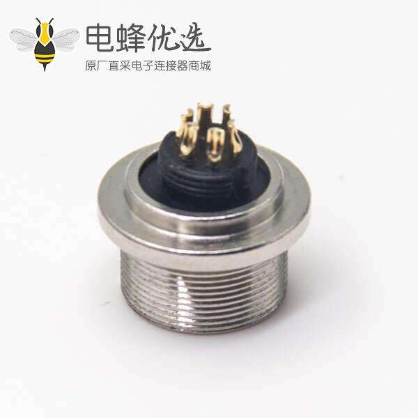 6芯防水连接器M9母头直式前锁穿墙面板安装