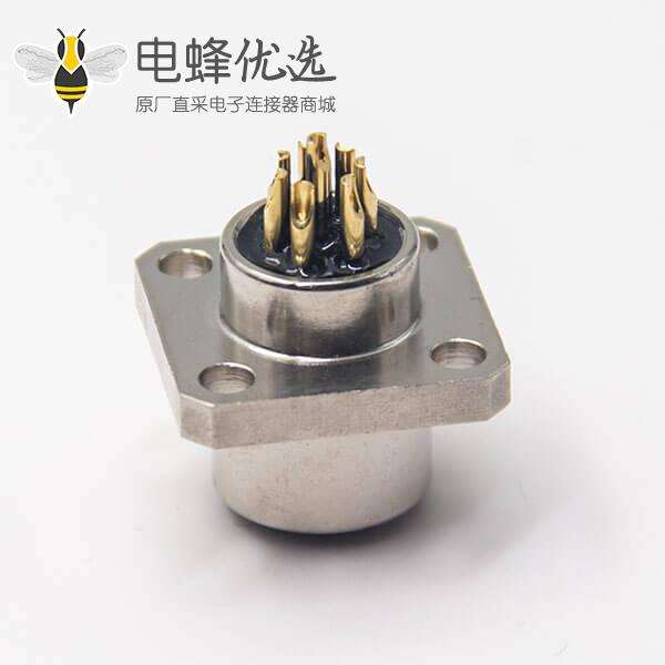 焊线式m12法兰插座8芯母头A型编码面板安装连接器