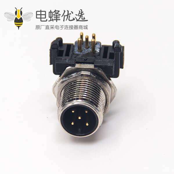 以太网连接m12公头插座5针弯脚插板穿墙防水传感器