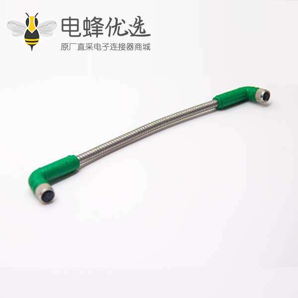 m8成型连接器弯式母头对母头注塑线3芯不带屏蔽