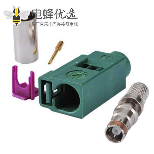 圆型Fakra接头母头E型压接焊接接线RG58 LMR-195 RG400 RG142连接器