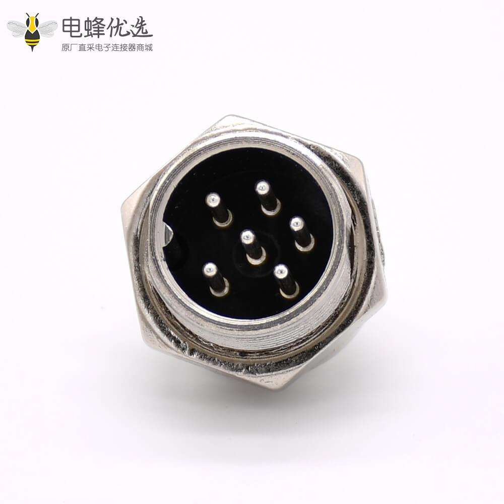 gx16航空头5芯母插头公插座圆形连接器直式穿墙前锁板