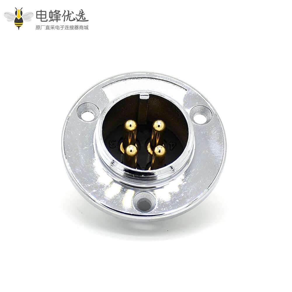 4芯公航空插座 GX25 三孔圆形法兰连接器