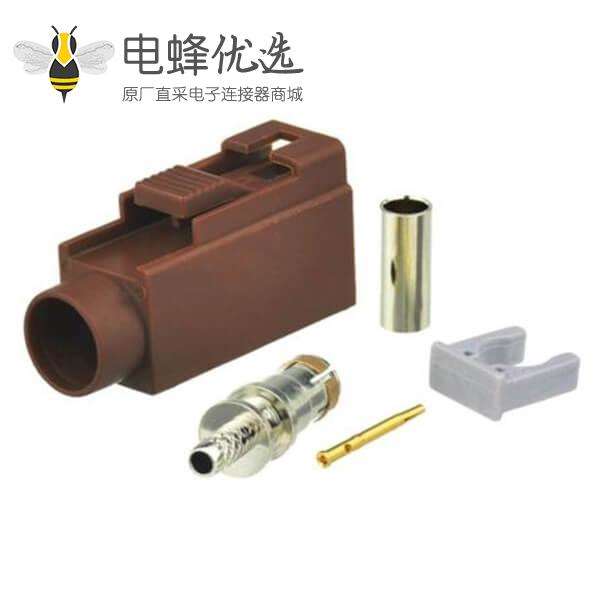 Fakra 高频连接器F型母头棕色压接接线RG316 RG174汽车电视用连接器