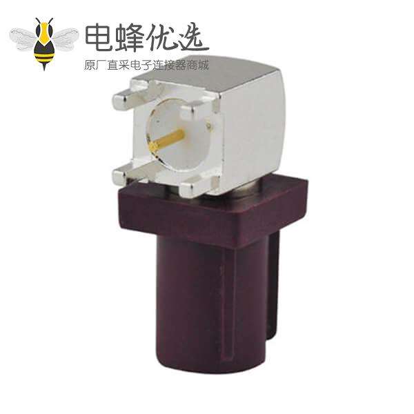 Fakra-D型接口SMB公头D型弯式PCB板安装RF系列紫色GSM系统用连接器