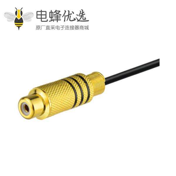 汽车天线线束Fakra E型母头转RCA母头弯式视频连接器接线1米