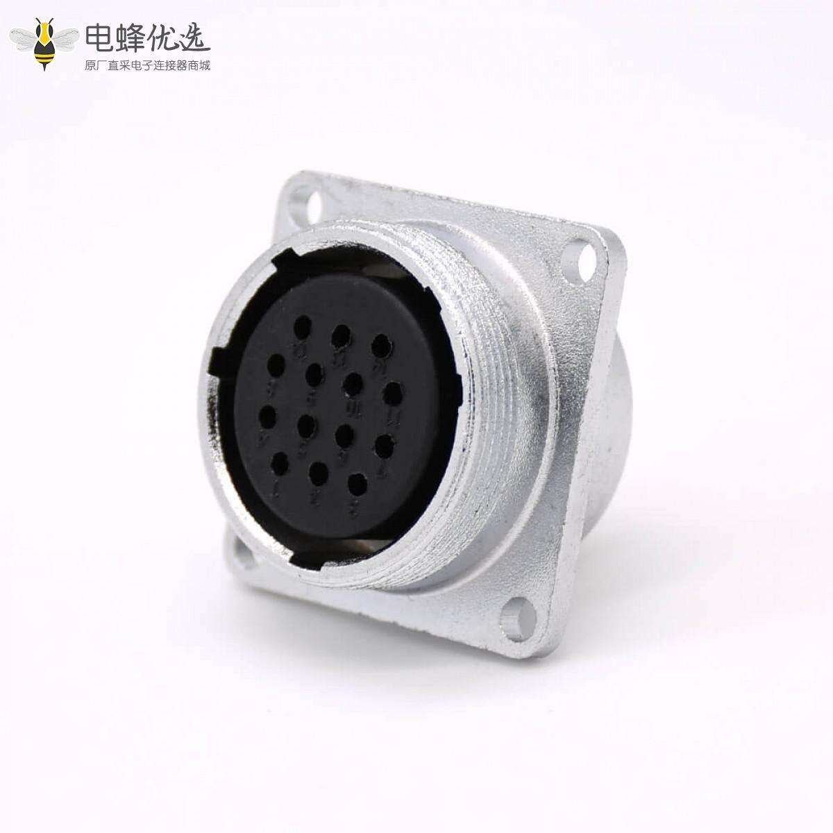 母连接器P28直式14芯插座法兰安装焊杯接线