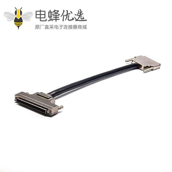 SCSI 100P连接器HPDB公转母直式插头插座螺丝锁电缆1米