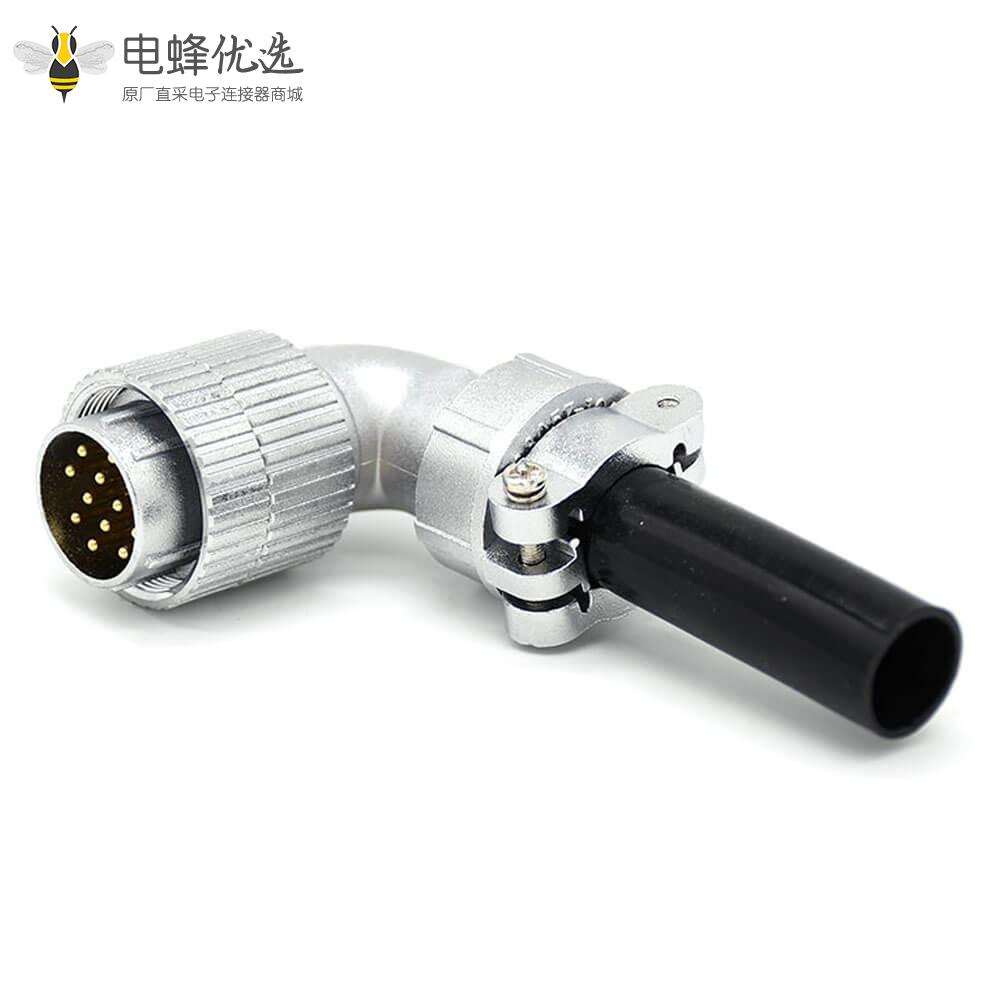 弯公头P24 12芯插头航空连接器接线安装