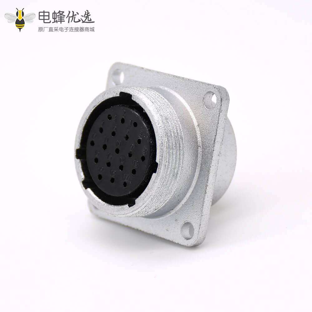 法兰安装连接器P20母头19芯直式插座焊杯接线