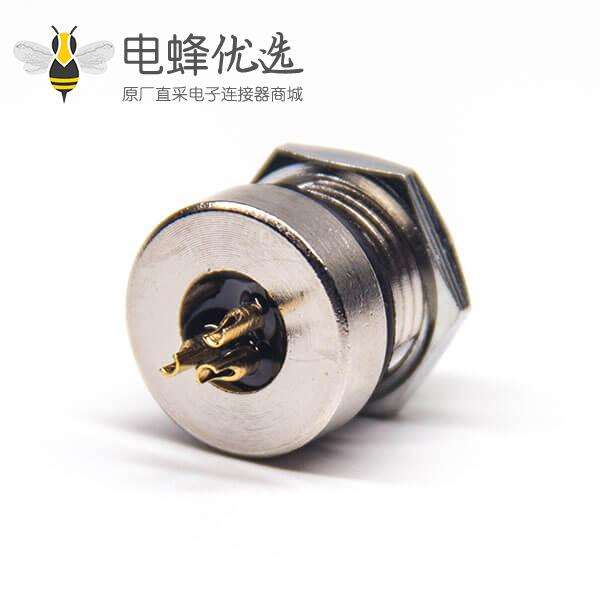 m8 3芯直式母头防水板端插座前锁板焊线