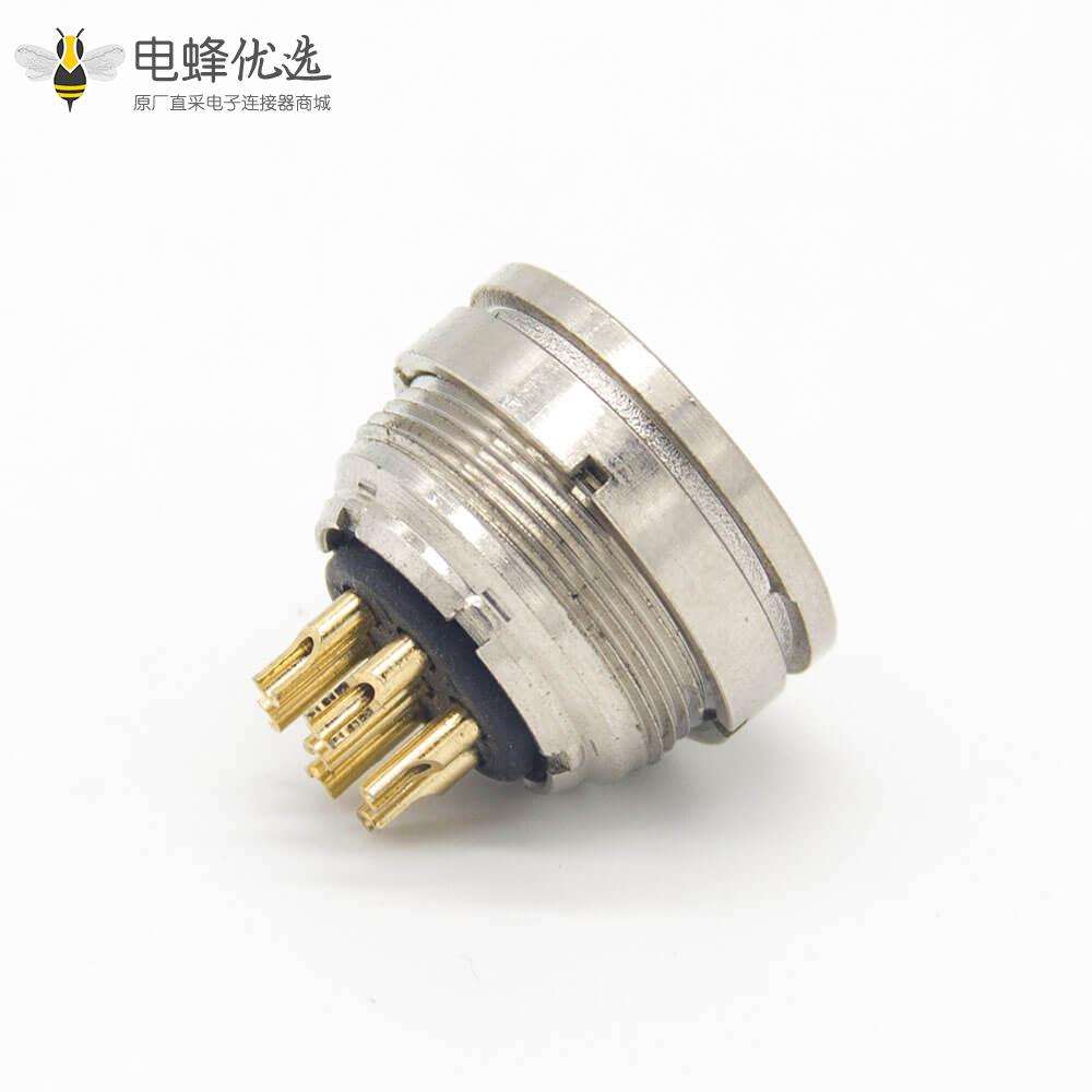 M系列连接器M16 7芯直式母插座后锁穿墙面板安装焊线