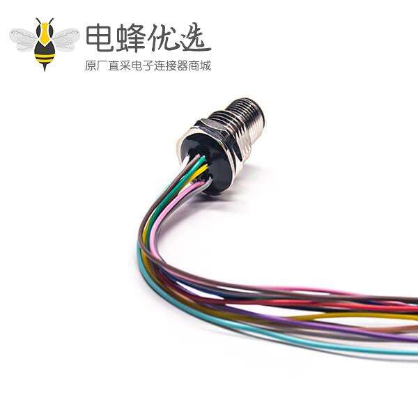 M12连接器12芯单边公头接线插座