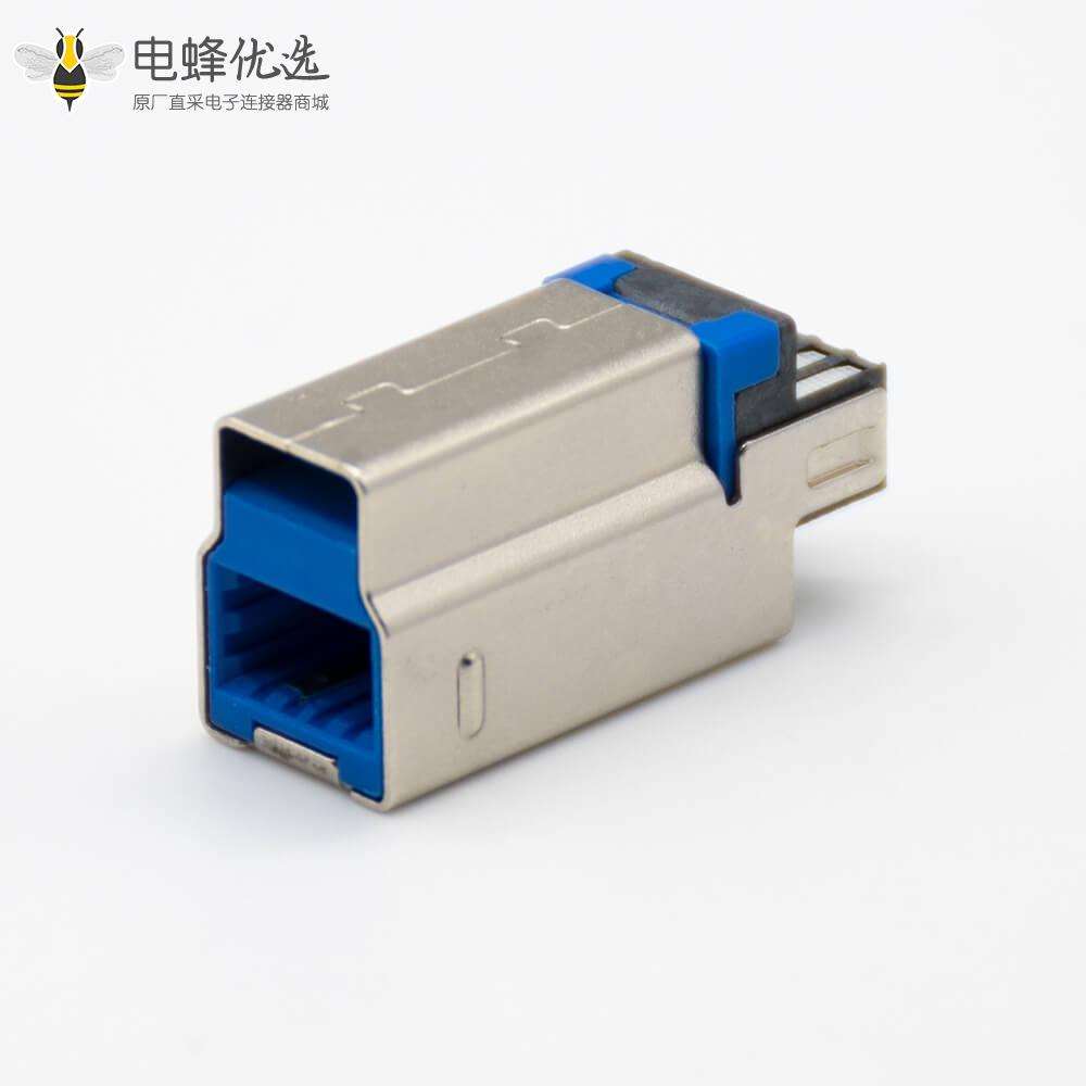 USB b型连接器3.0直式9芯公头焊接式接线一体式