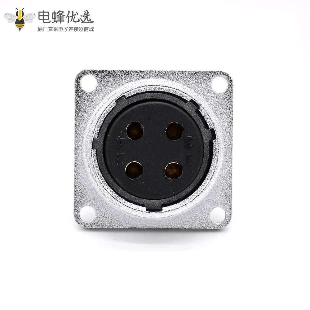 4P母座P28直式4孔法兰连接器