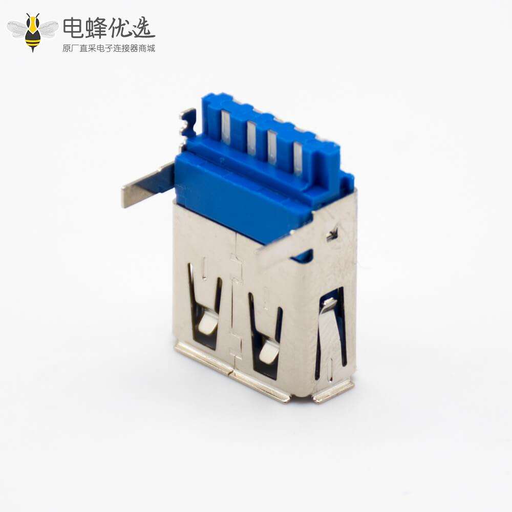 typeA USB3.0母头180度直式焊线带直角面板安装连接器
