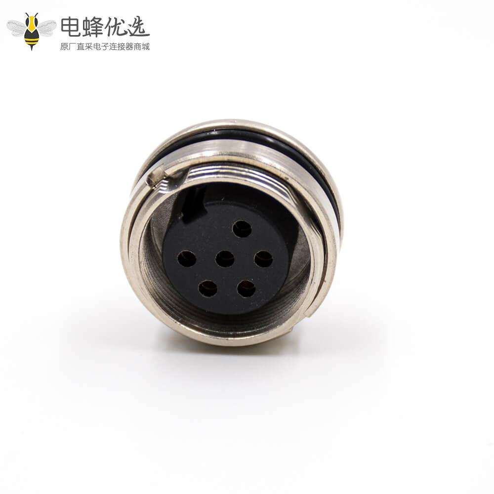 6芯插座M16母头6芯A扣直式前锁穿墙板端插座焊杯接线连接器