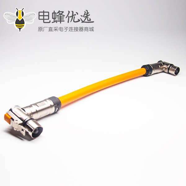 高压插头90&deg;单芯金属互锁带屏蔽直式转接线25CM