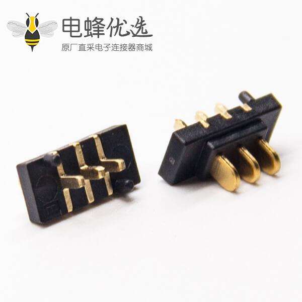 电池座子3芯公头直式连接器插孔PCB板安装