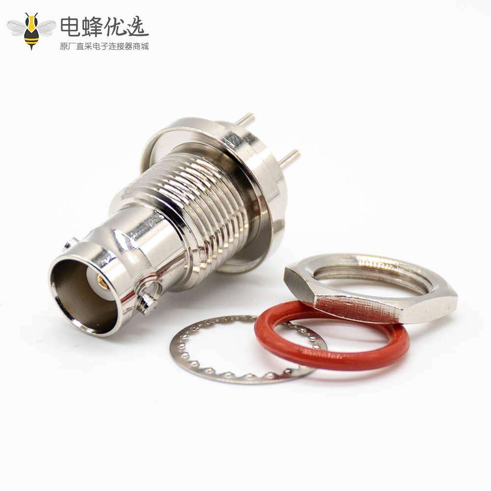 BNC接头防水母头直式标准75&Omega;PCB板安装插孔镀镍连接器