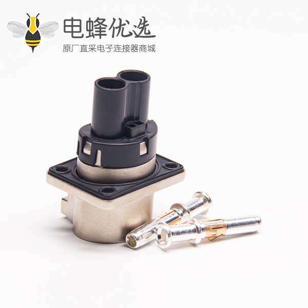 2芯35A高压互锁连接器插座金属带屏蔽