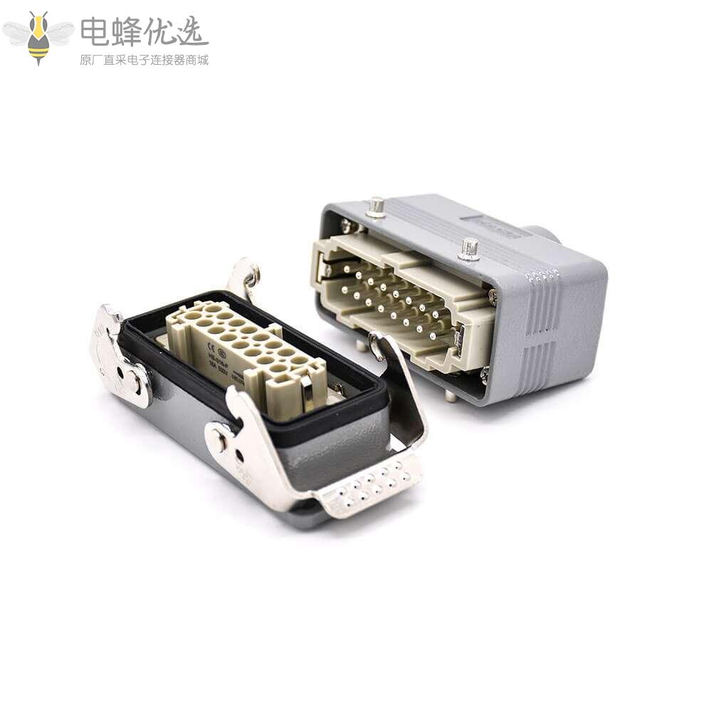 16针重载连接器开孔安装顶出口进线公母对接PG21螺钉H16B