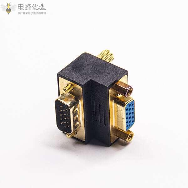 D-Sub 转接头镀金弯式VGA公转母15芯高密度转接头