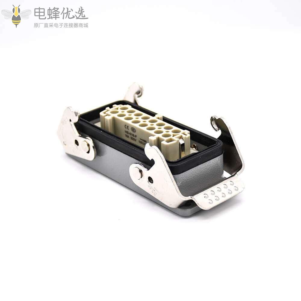 16针重载连接器开孔安装顶出口进线公母对接PG21螺钉H16B