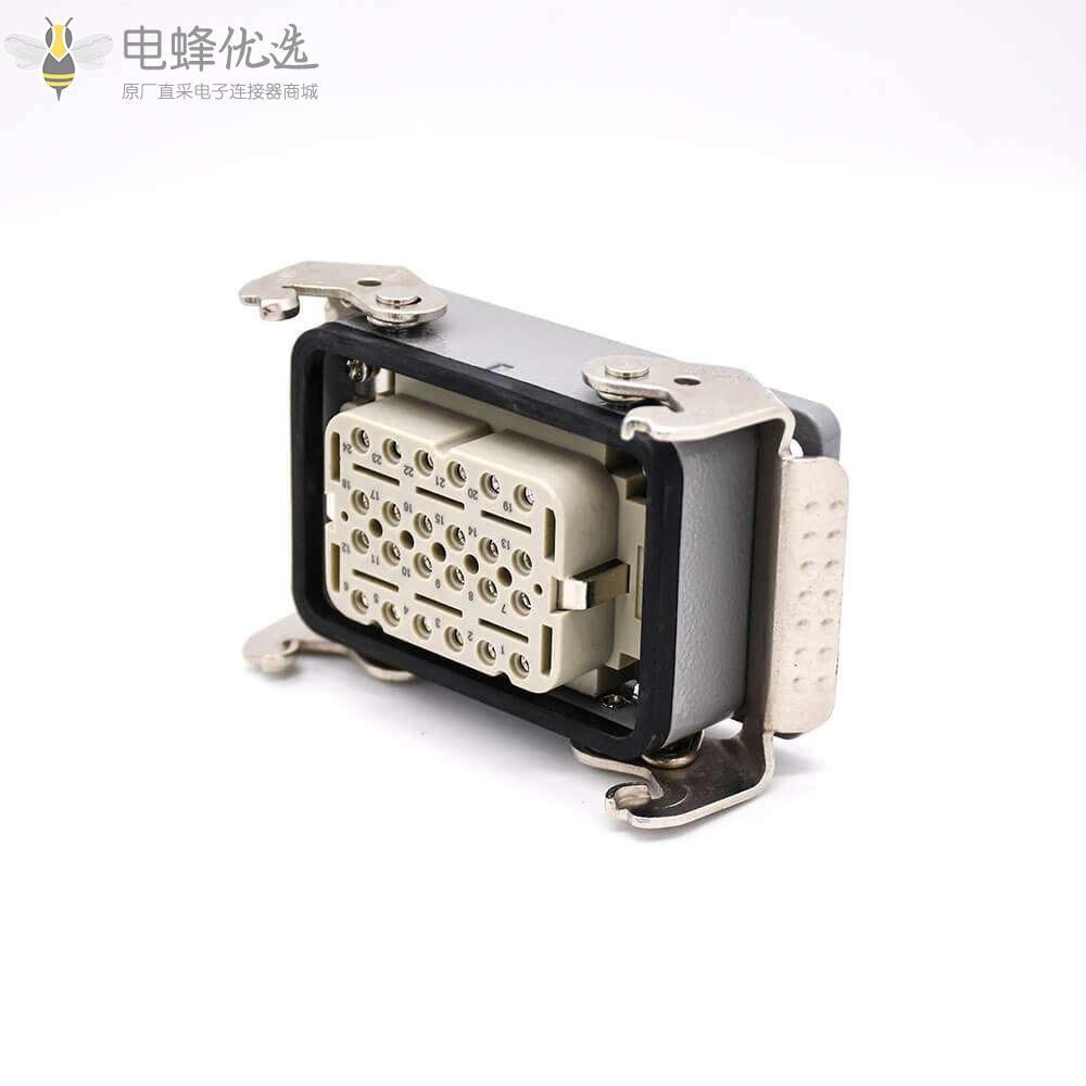 24芯重载连接器H10T开孔安装镀银螺钉PG29结构顶出口进线公母对接