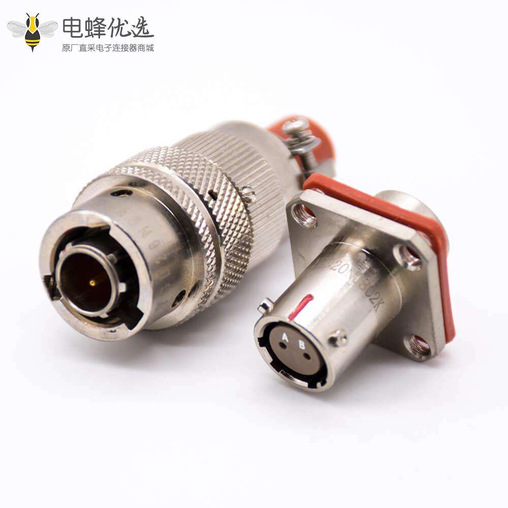 YGD系列电连接器08壳体2芯卡口连接接线插座焊杯4孔法兰插头焊接直式铝合金