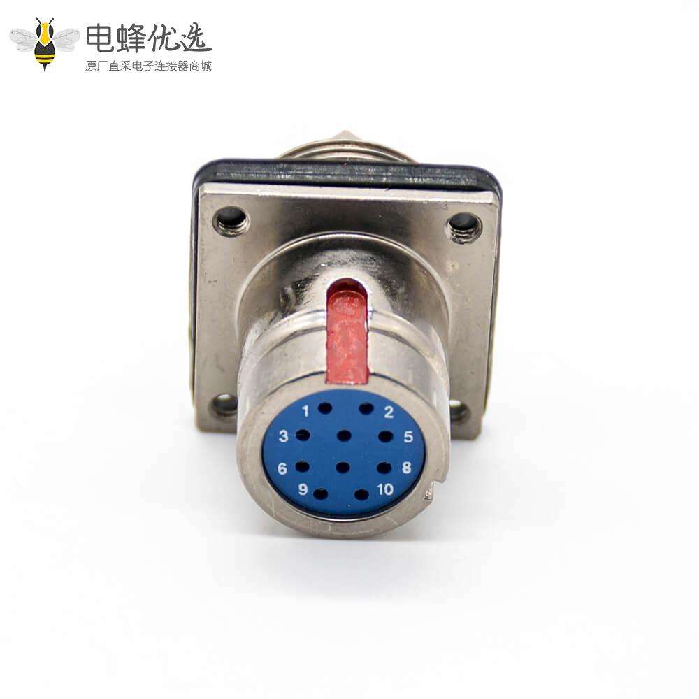 10芯连接器4孔法兰焊杯插头&插座卡口连接Y27G公母对接电缆式直式工防黄铜