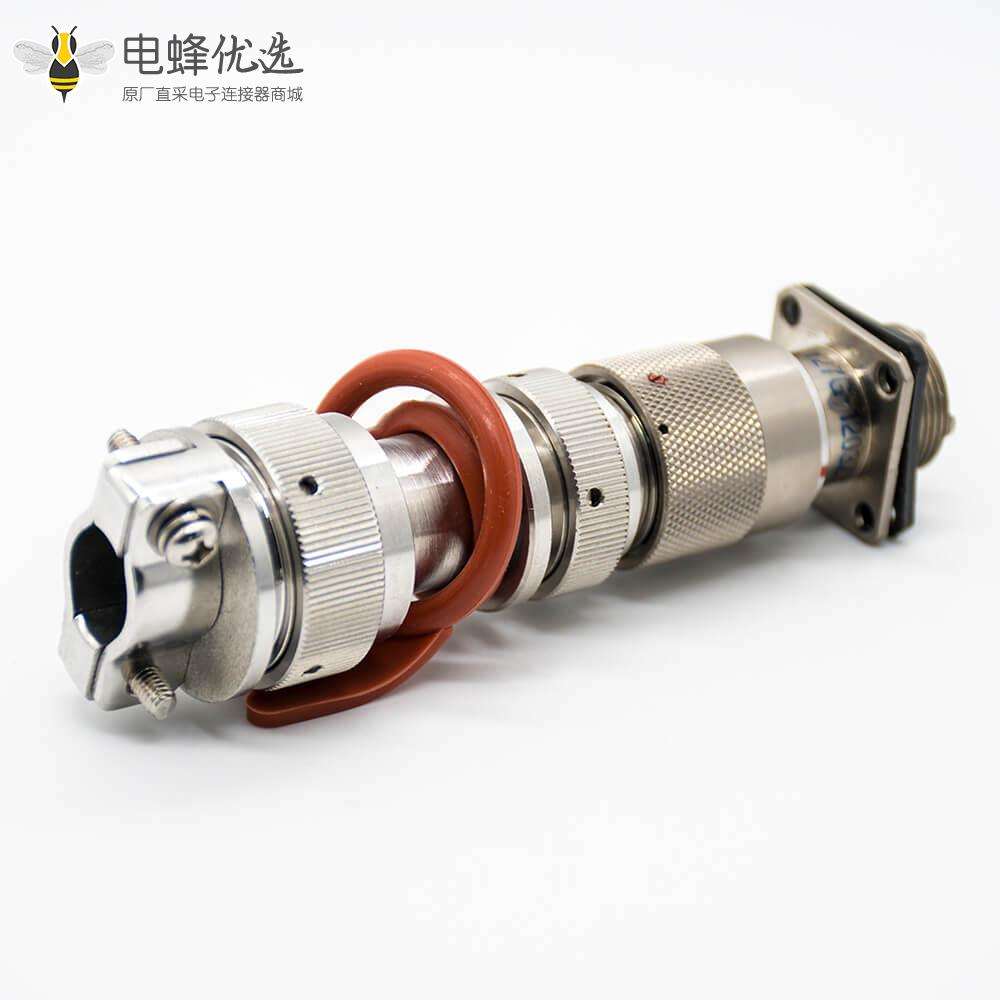 3芯连接器Y27G插头&插座12壳体号直式卡口连接面板安装工防黄铜接线