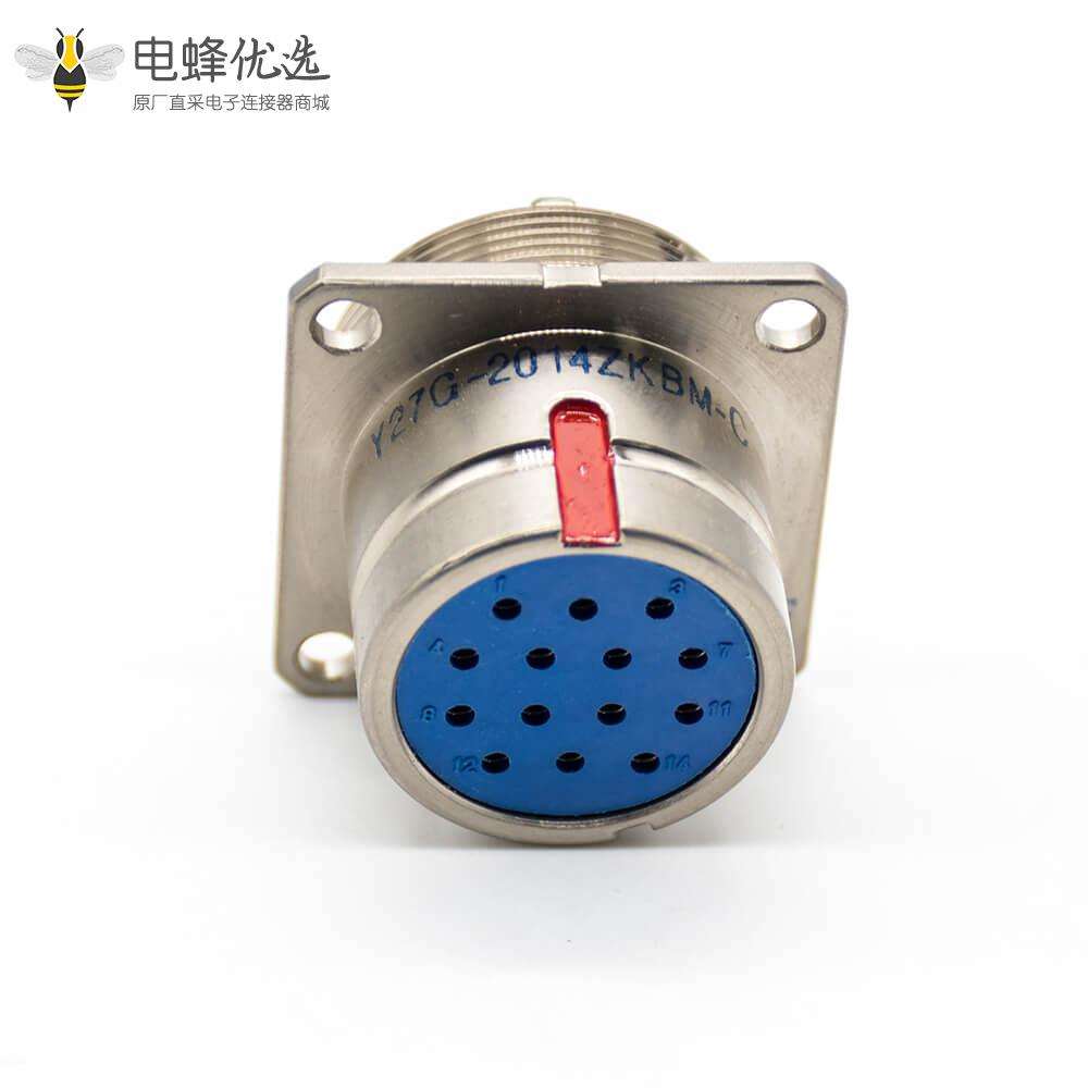 14芯连接器Y27G4孔法兰焊杯20壳体号母插座橡胶密封180&deg;卡口连接